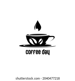 vector illustration of a cup of coffee and two coffee beans