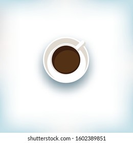 Vector illustration. Cup of coffee. Vignette background.