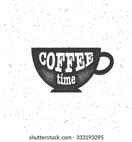 Vector illustration of cup of coffee. Vintage typography poster, home decoration design.