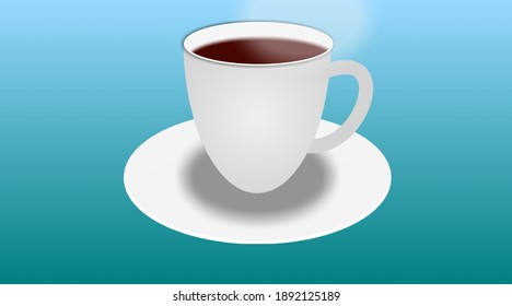 Vector Illustration Cup of Fresh Coffee. Flat Style. Decorative Design for Cafeteria, Posters, Banners, Cards