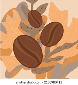 Vector Illustration Cup of Fresh Coffeeor coffee bean Flat Style. Decorative Design for Cafeteria, Posters, Banners, Cards