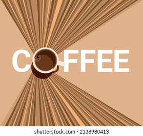 Vector Illustration Cup of Fresh Coffeeor coffee bean Flat Style. Decorative Design for Cafeteria, Posters, Banners, Cards