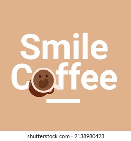 Vector Illustration Cup of Fresh Coffeeor coffee bean Flat Style. Decorative Design for Cafeteria, Posters, Banners, Cards