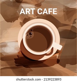 Copa de Ilustración Vectorial de Estilo Plano de café o café fresco. Diseño decorativo para Cafetería, Carteles, Cartas