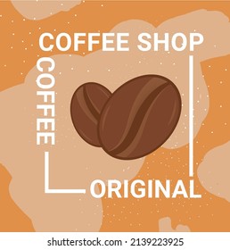 Vektor Illustration Cup der frischen Kaffee oder Kaffeebohnen Flach Stil. Dekoratives Design für Cafeteria, Poster, Banner, Karten