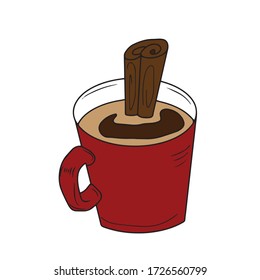Vector illustration of a Cup of hot coffee.Design for banners, postcards, on a white isolated background