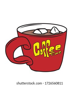 Vector illustration of a Cup of hot coffee.Design for banners, postcards, on a white isolated background