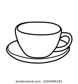 Vector illustration of cup lineart isolated for coloring on white background