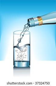 Vector Illustration of the cup and mineral water bottle.