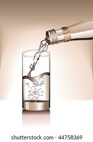 Vector Illustration of the cup and mineral water bottle.