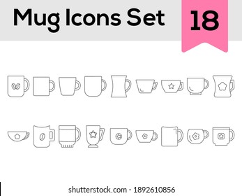 Vektorgrafik von Cup oder Mug Set in der Schwarzen Linie Kunst.