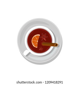 Vector illustration of cup of mulled wine isolated on white background