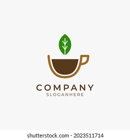 vector illustration of cup of organic coffee and tea logo icon perfect for coffee shop and restaurant 