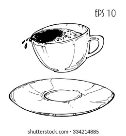 vector illustration of cup and saucer