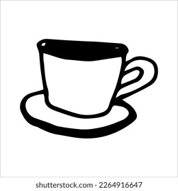 Vector illustration of a cup and saucer on