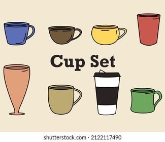 vector illustration cup set coffee