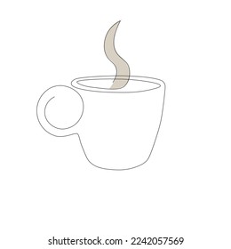 ilustración vectorial de una taza con humo. línea de arte continua o línea única. EPS 10