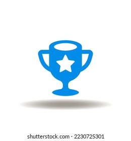Vector illustration of cup with star. Icon of experience, evaluation, assessment. Symbol of quality control. Sign of goblet, chalice, reward.