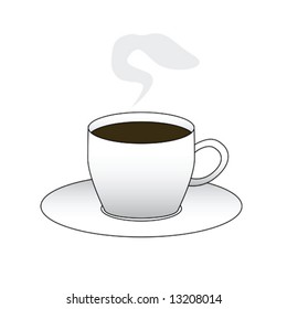 Vector illustration of a cup with steaming coffee