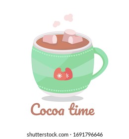 Vector illustration - cup of tasty hot chocolate or cocoa on white background