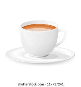 vector illustration of cup of tea against white