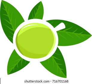vector illustration a cup of tea and tea leaves on top view