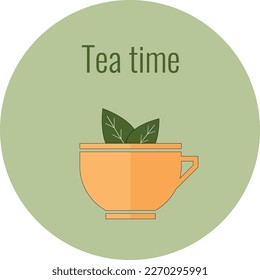 Vector illustration of a cup of tea with the text tea time