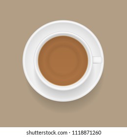 Vector illustration. A cup of tea. Top view.