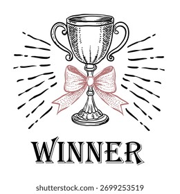 Vector illustration of a cup of trophy with a gold winner's trophy icon