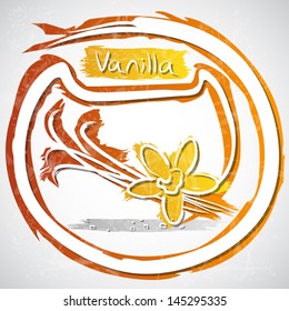 Vector illustration of cup of vanilla bloom with pods