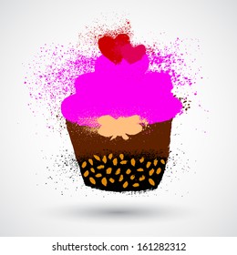 Vector illustration of cupcake.