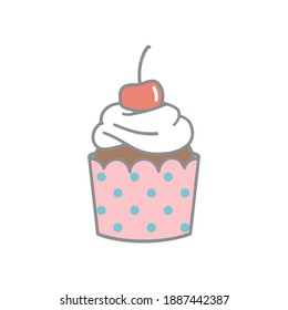 Vector illustration of a cupcake.