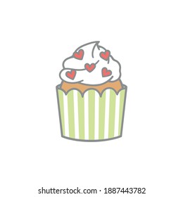 Vector illustration of a cupcake.