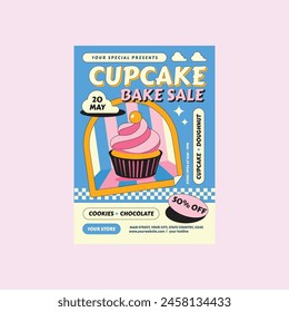 Vector Illustration of Cupcake Bake Sale Flyer