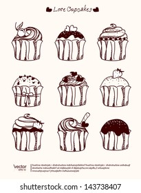 vector illustration cupcake of collection