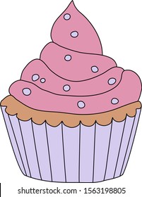 Vector illustration cupcake with cream, tasty cupcake