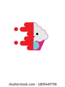 Vector illustration of cupcake design in white bleeding red