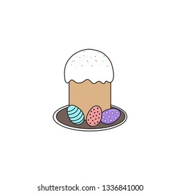 The Vector illustration - cupcake and easter eggs