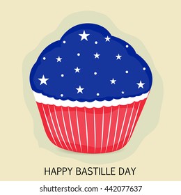 Vector illustration of a Cupcake for France Bastille Day.