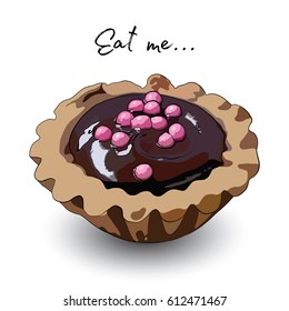 Vector illustration of a cupcake. Hand drawing image