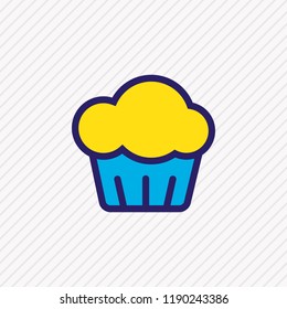 Vector illustration of cupcake icon colored line. Beautiful celebration element also can be used as muffin icon element.