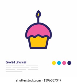 Vector illustration of cupcake icon colored line. Beautiful entertainment element also can be used as muffin icon element.