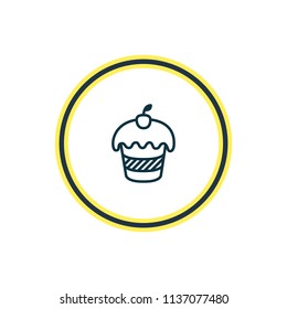 Vector illustration of cupcake icon line. Beautiful banquet element also can be used as muffin icon element.