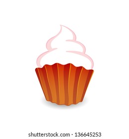 Vector illustration of cupcake isolated on white background