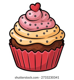 Vector illustration of cupcake isolated on a white background perfect for dessert theme bakery decoration sweet treat or fun cartoon food artwork