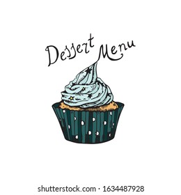Vector illustration - cupcake logo for confectionery and bakery products, the inscription on a white background.