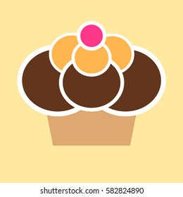 Vector illustration of a cupcake on background