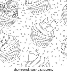 
vector illustration cupcake pattern coloring