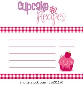 Vector illustration of cupcake recipe template.