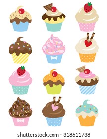 Vektorgrafik des Cupcake-Sets.